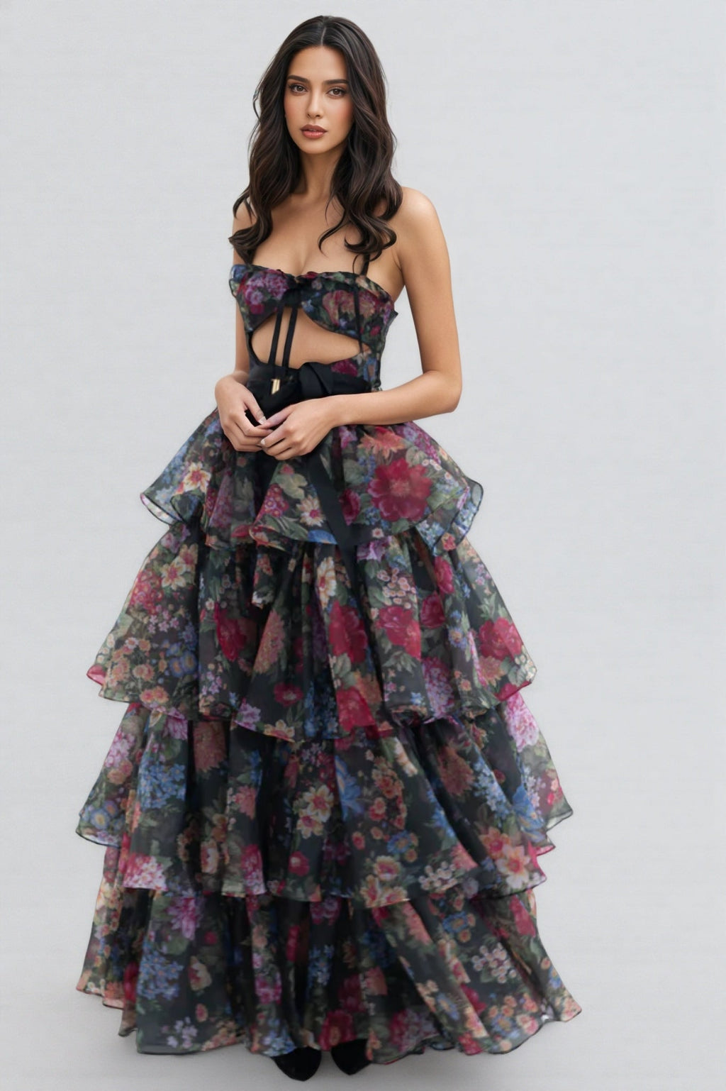 Jary Strapless Floral Maxi Dress