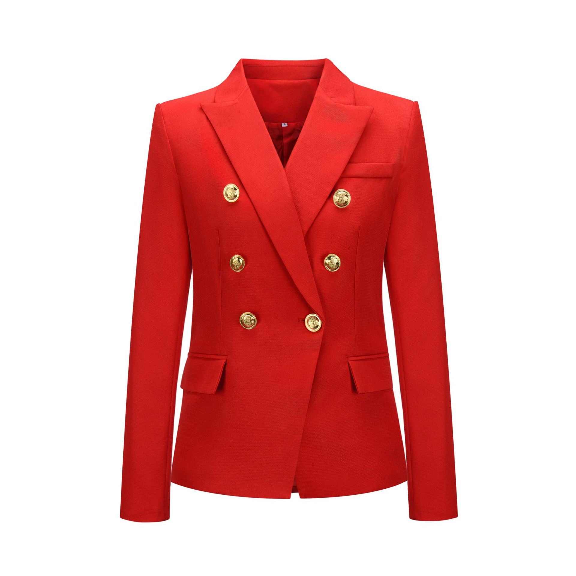 New Women Clothes Coat Autumn Winter Small Houndstooth Fashion Short Double Breasted Coat Blazer