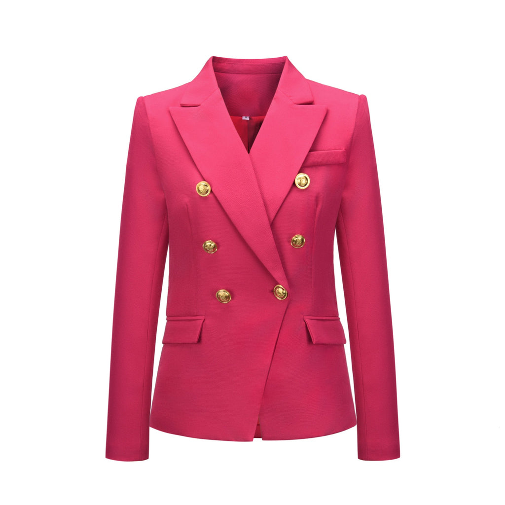 New Women Clothes Coat Autumn Winter Small Houndstooth Fashion Short Double Breasted Coat Blazer