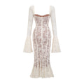 Marlene White Flared Lace Maxi Dress