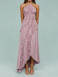 Amber | Rosé Ruffle Elegance Gown