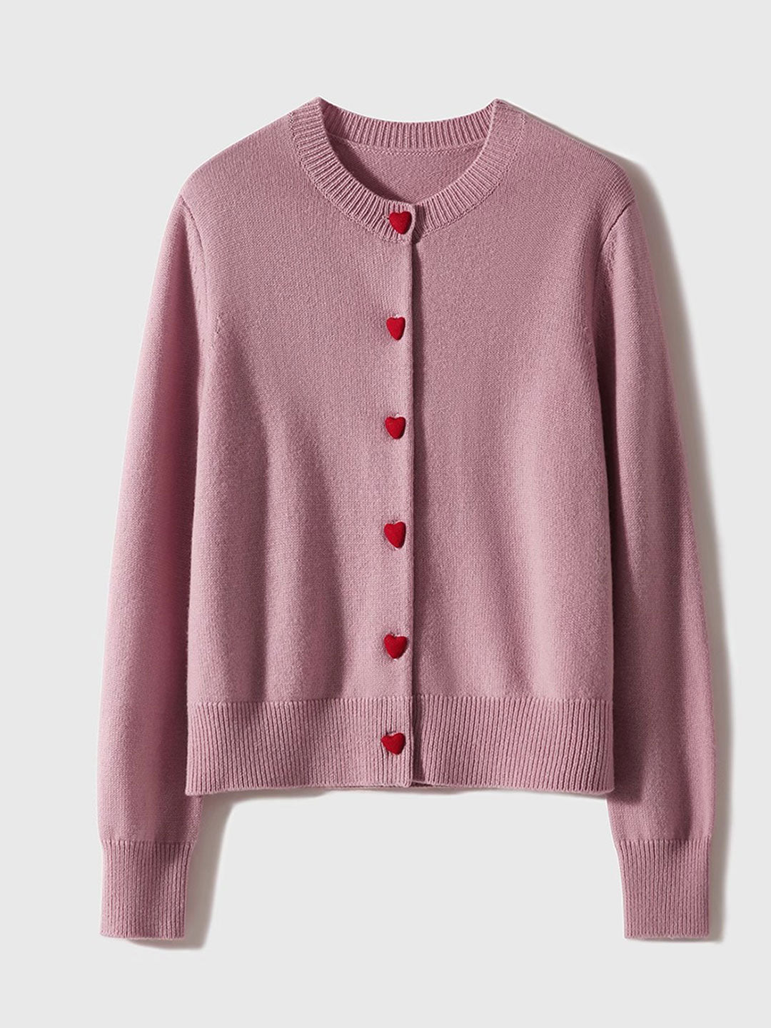 Raya Elegant Crew Neck Heart Button Knitted Cardigan