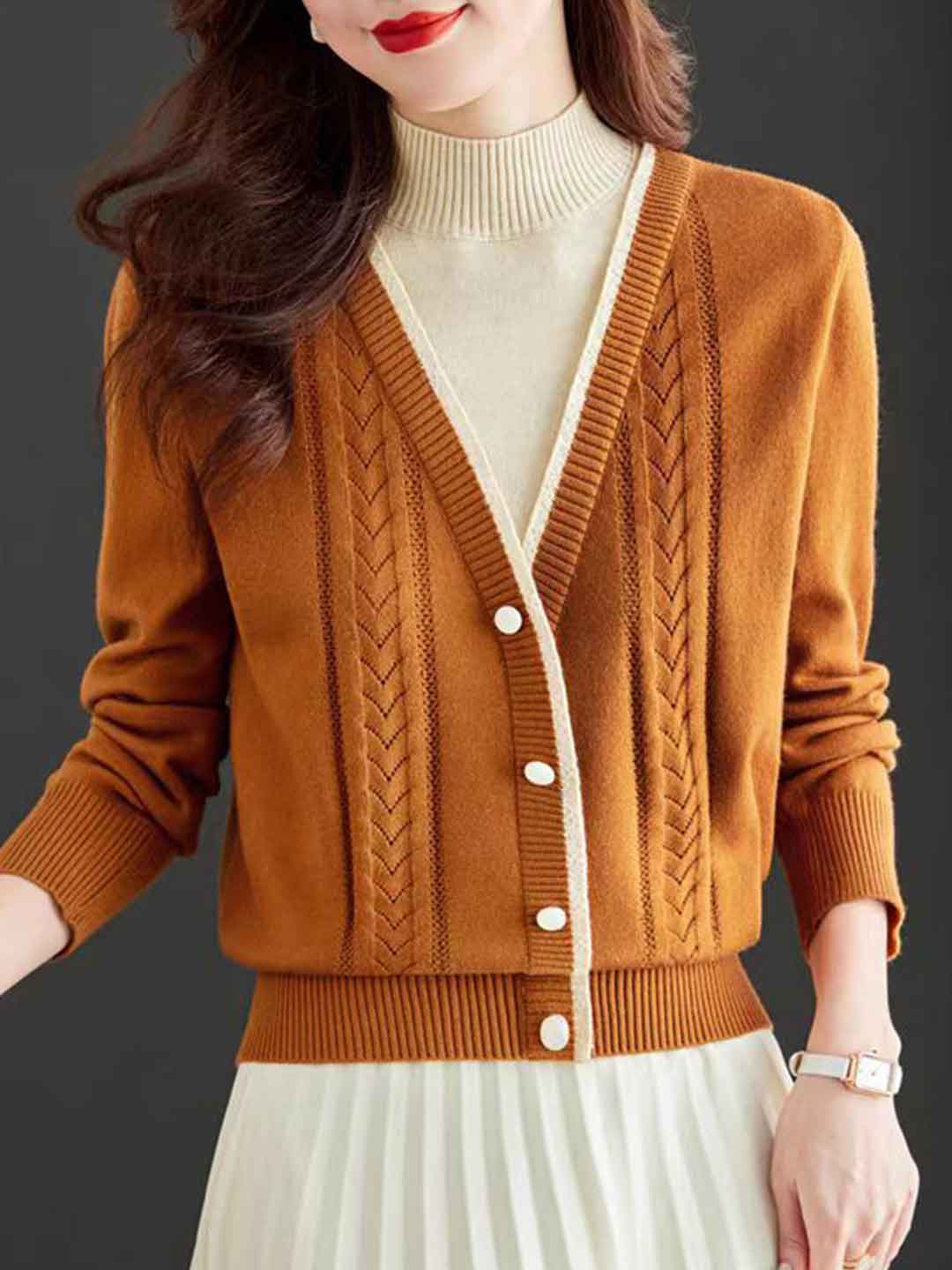 Valeria Loose Turtleneck Mock Two-Piece Knitted Sweater