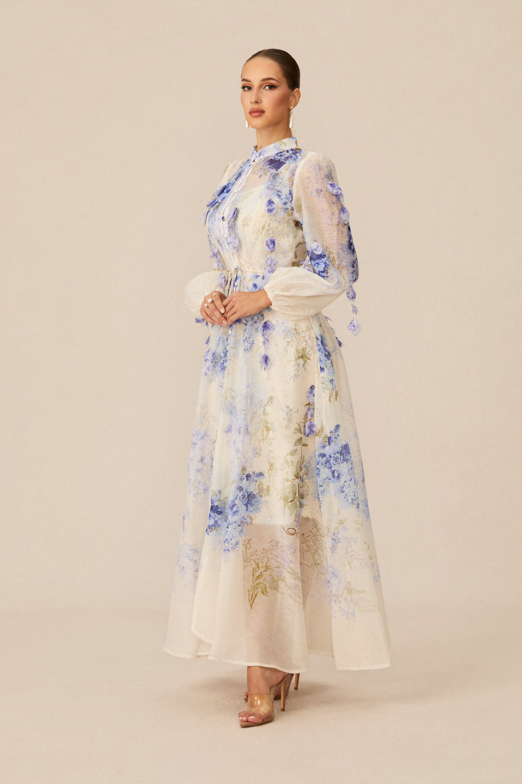 Moment of Beauty Blue Floral Print Maxi Dress