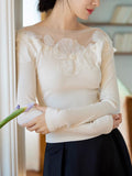 Aubrey Slim Crew Neck Mesh Panelled Top