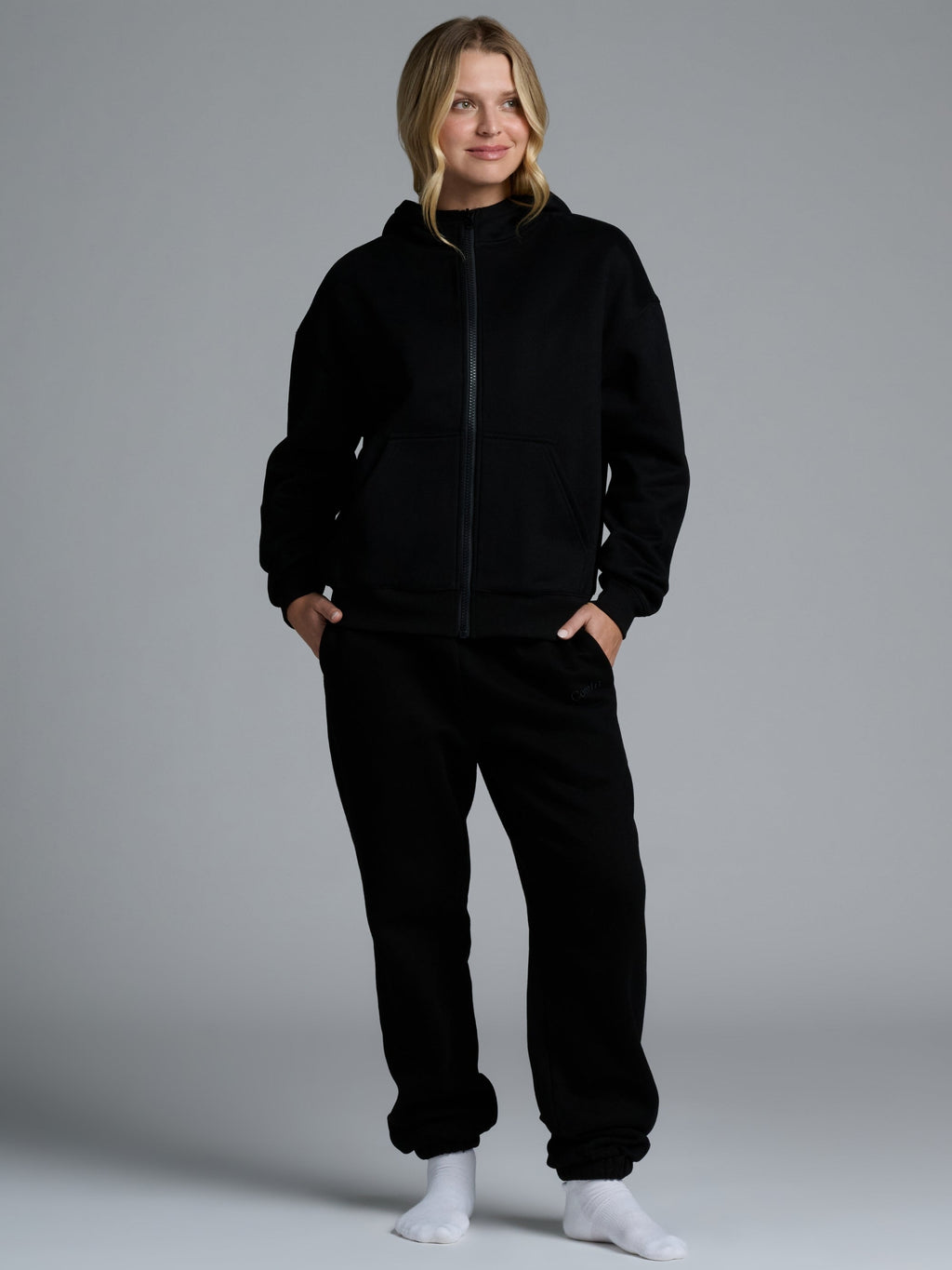Basic Crop Zip Hoodie