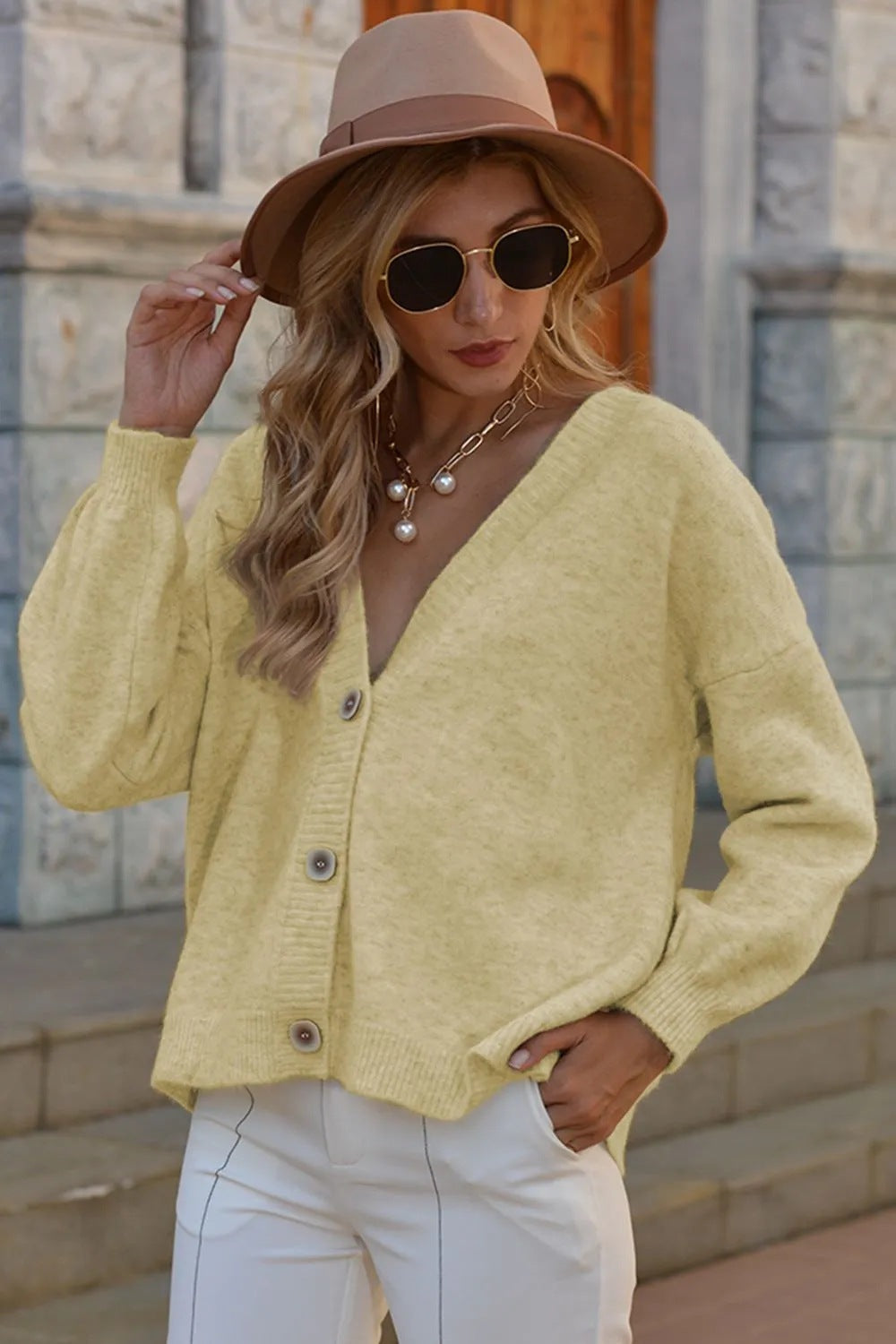 Cardigan Single-breasted Solid Color Coat