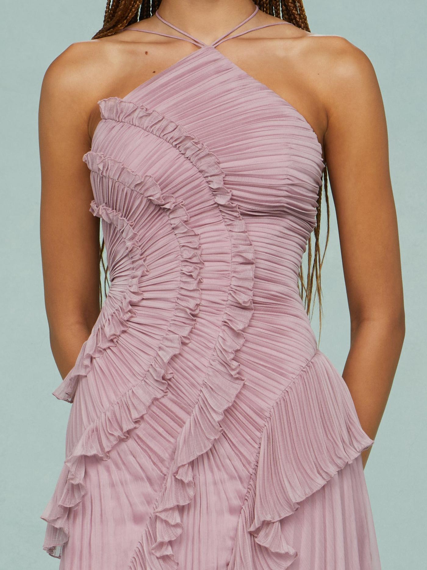 Amber | Rosé Ruffle Elegance Gown