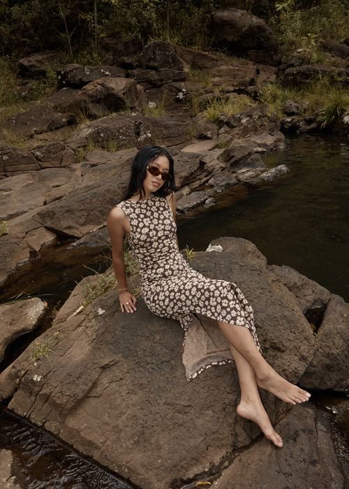 AFENDS Womens Astoria - Maxi Dress - Coffee