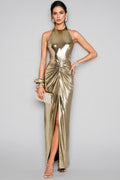 Irven Backless Twisted Split Maxi Dress