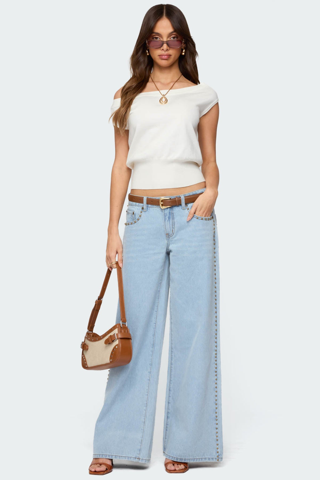 Stassie Studded Low Rise Baggy Jeans