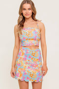 MANDY SCALLOP EDGE TOP & MINI SKIRT SET