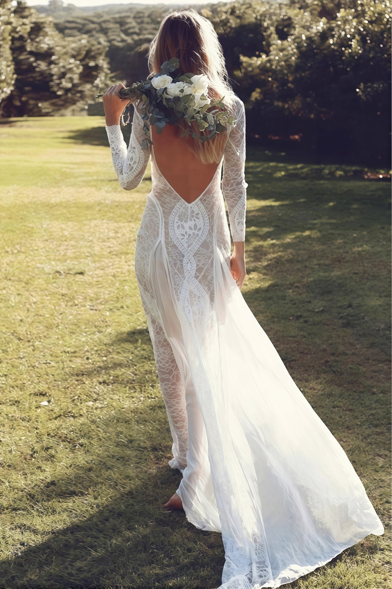 Isabella Lace Backless Maxi Dress