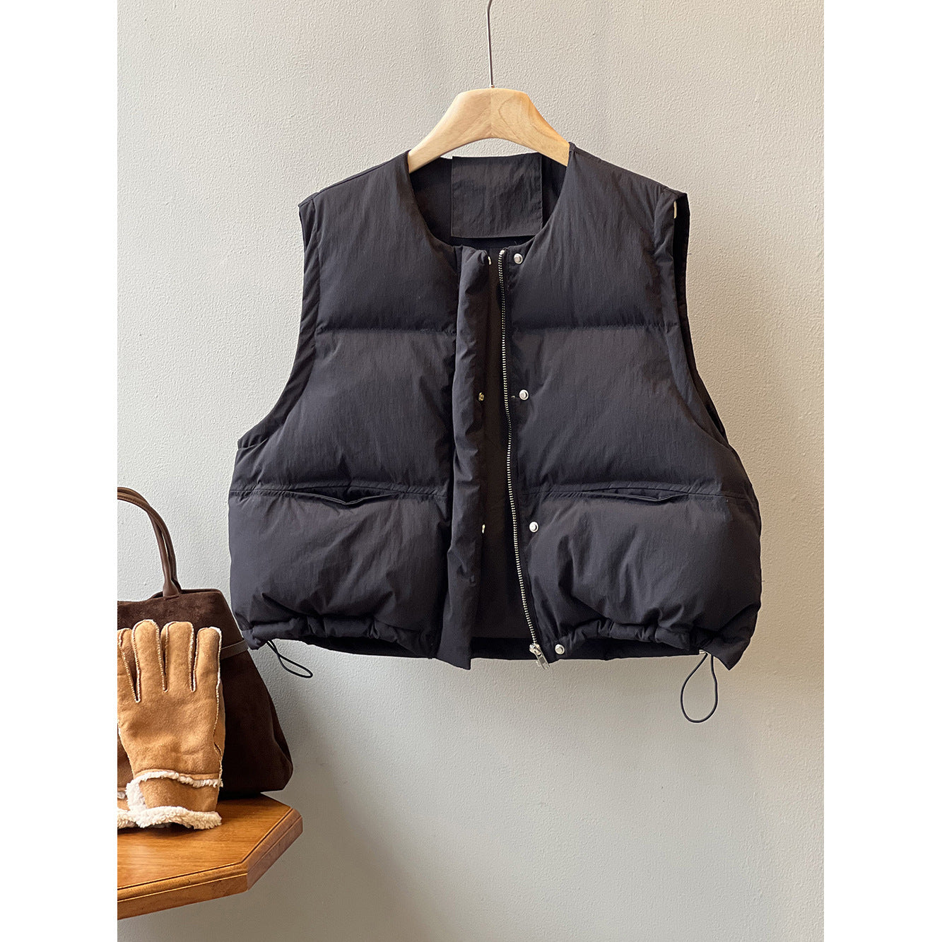 Neck neck Short Cotton Vest Women Autumn Winter Loose Outerwear Waistcoat Vest Cotton Padded