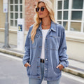 Women Clothing Retro Washed Denim Coat Top