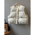 Neck neck Short Cotton Vest Women Autumn Winter Loose Outerwear Waistcoat Vest Cotton Padded