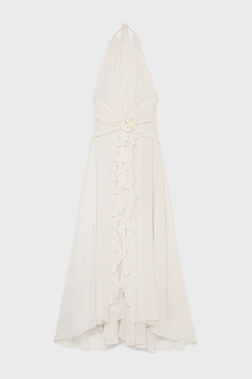 Varyf White 3D Flower Ruffled Maxi Dress