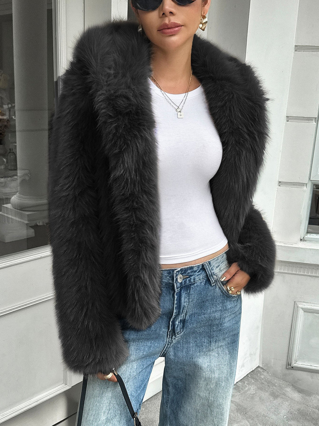 Fleece Long Sleeve Coat Women's Clothing