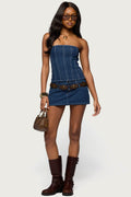 Camelia Strapless Denim Corset