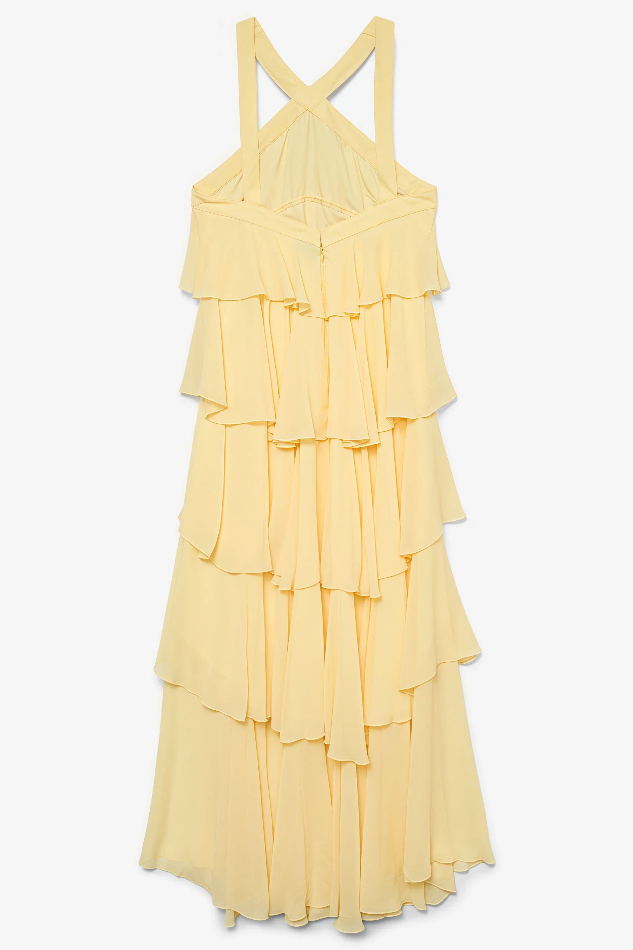 Kairot Yellow Backless 3D Flower Maxi Dress
